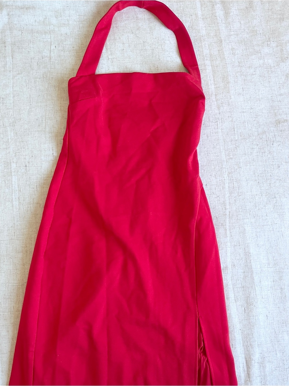 Dynamite Red Halter Neck Maxi Dress with Thigh Slit